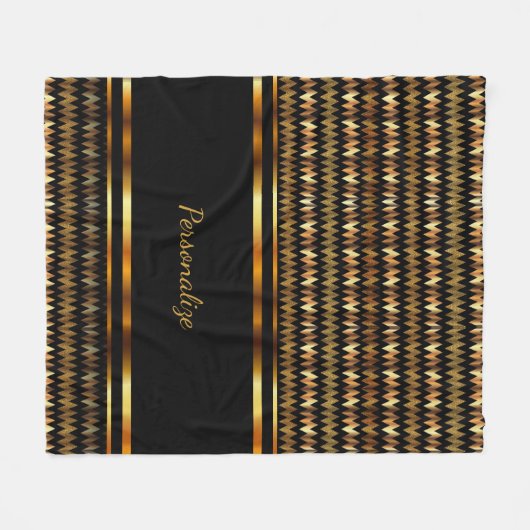 Gold Glitzer und Schwarz Zickzack Fleecedecke (Vorderseite (Horizontal))