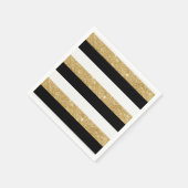 Gold Glitzer und schwarze Streifen Serviette (Ecke)