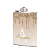 Gold Glitzer und Sparkle Luxus Monogram Flachmann (Links)