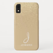 Gold-Glitzer und Sparkle-Monogramm Case-Mate iPhone Hülle (Rückseite)