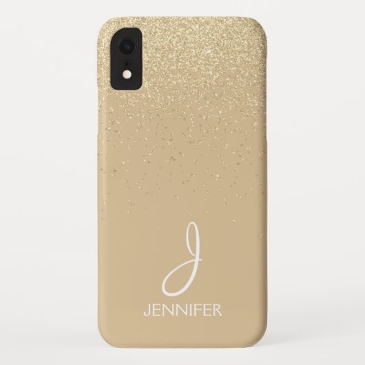 Gold-Glitzer und Sparkle-Monogramm Case-Mate iPhone Hülle (Rückseite)