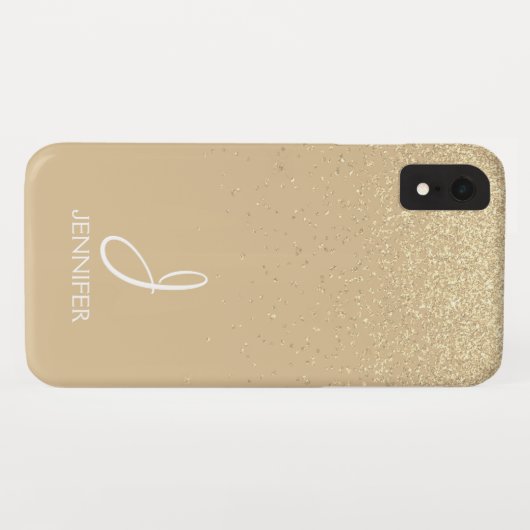 Gold-Glitzer und Sparkle-Monogramm Case-Mate iPhone Hülle (Rückseite (Horizontal))
