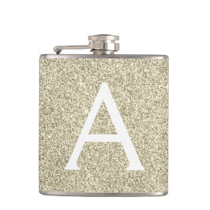Gold Glitzer und Sparkle Monogramm Flachmann