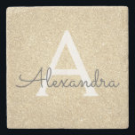 Gold-Glitzer und Sparkle-Monogramm Steinuntersetzer<br><div class="desc">Gold Imitate Glitzer und Sparkle Elegant Stone Tile. Diese Stone Tiles können so angepasst werden,  dass sie Ihren Anfangs- und Vornamen enthalten.</div>