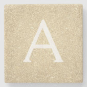 Gold-Glitzer und Sparkle-Monogramm Steinuntersetzer (Vorderseite)