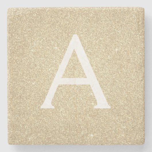 Gold-Glitzer und Sparkle-Monogramm Steinuntersetzer (Vorderseite)