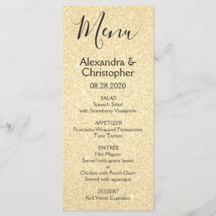 Gold Glitzer und Sparkle Wedding Menu Menükarte