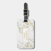 Gold-Glitzer und weißes Marmormuster Gepäckanhänger (Vorderseite vertikal)