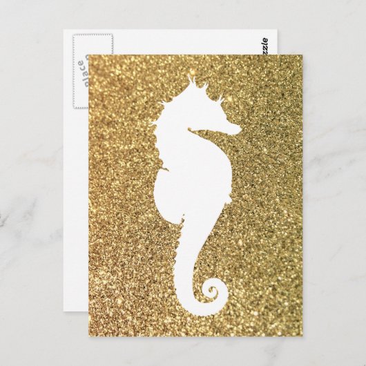 Gold Glitzer und Weißmeer Postkarte (Vorne/Hinten)