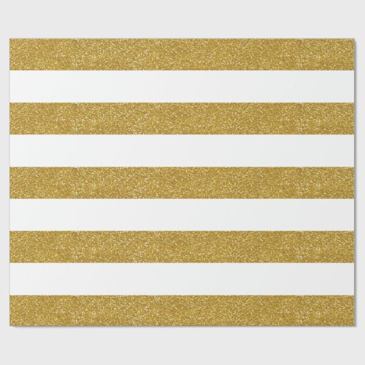 Gold-Glitzer und Weißstreifenpapier Geschenkpapier (Flach)