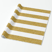 Gold-Glitzer und Weißstreifenpapier Geschenkpapier (Ungerollt)