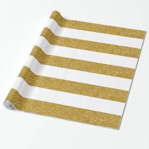 Gold-Glitzer und Weißstreifenpapier Geschenkpapier
