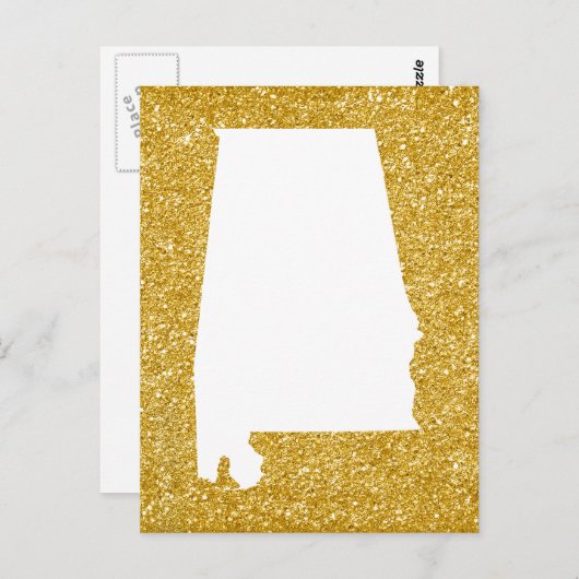 Gold Glitzer und White Alabama Postkarte (Vorne/Hinten)