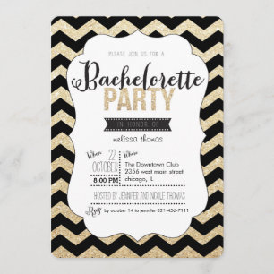 Gold Glitzer und Zickzack Bachelorette Einladung