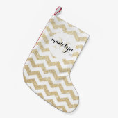Gold-Glitzer und Zickzack Monogramm-Strumpf Kleiner Weihnachtsstrumpf (Vorderansicht (hängend))