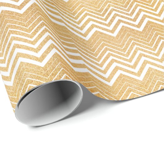 Gold-Glitzer und Zickzack Weißpapier Geschenkpapier (Rolleneckpunkt)