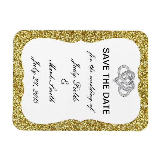 Gold Glitzer Unendlichkeit Herz speichern das Datu Magnet (Horizontal)