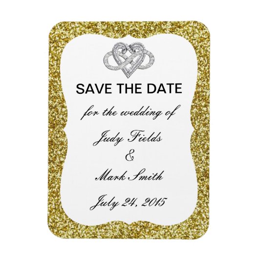 Gold Glitzer Unendlichkeit Herz speichern das Datu Magnet (Vertikal)