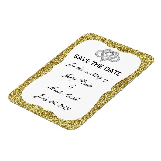 Gold Glitzer Unendlichkeit Herz speichern das Datu Magnet (Linke Seite)