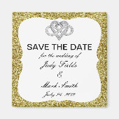 Gold Glitzer Unendlichkeit Herz speichern das Datu Magnet (Vorne)