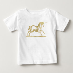 Gold Glitzer Unicorn Fantasie Baby T-shirt