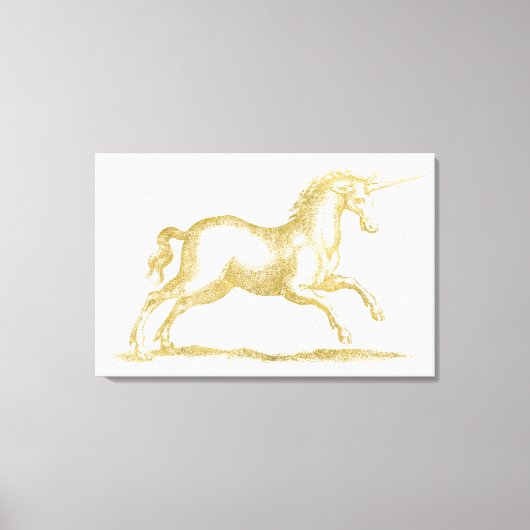 Gold Glitzer Unicorn Fantasie Leinwanddruck (Vorderseite)