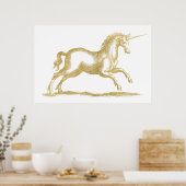 Gold Glitzer Unicorn Fantasie Poster (Küche)