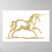 Gold Glitzer Unicorn Fantasie Poster (Vorne)