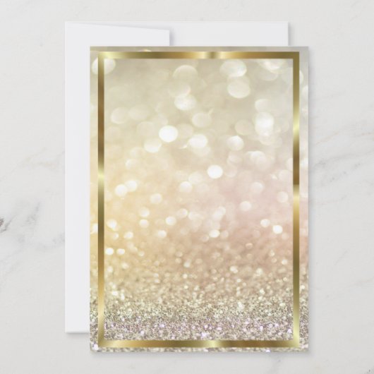 Gold Glitzer Unicorn Floral Bokeh Baby Dusche Einladung (Rückseite)