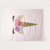 Gold Glitzer Unicorn Horn Flora Moderne Moderne Te Wandteppich (Vorderseite (Horizontal))