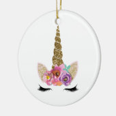 Gold Glitzer Unicorn Horn Personalisiert Keramik Ornament (Links)