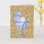 Gold Glitzer Unicorn Karte (Gelbe Blume)