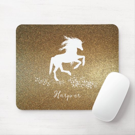 Gold Glitzer Unicorn Mouse Pad Mousepad (Mit Mouse)