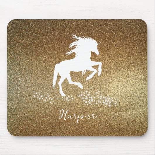Gold Glitzer Unicorn Mouse Pad Mousepad (Vorne)