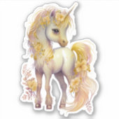 Gold Glitzer Unicorn Niedlich Whimsical Girly Aufkleber (Vorderseite)
