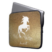 Gold Glitzer Unicorn Notebook-Sieb Laptopschutzhülle (Vorderseite Links)