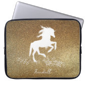 Gold Glitzer Unicorn Notebook-Sieb Laptopschutzhülle (Vorderseite)