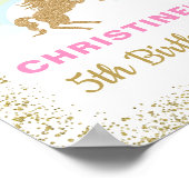 Gold Glitzer Unicorn Rainbow Birthday Willkommensz Poster (Ecke)