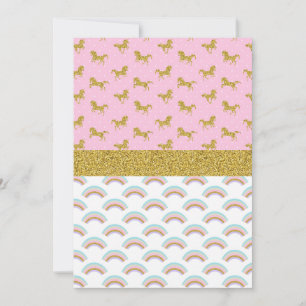 Gold Glitzer Unicorn Regenbogen Party Einladungen