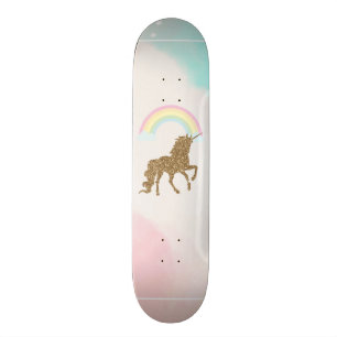 Gold Glitzer Unicorn, Regenbogen Skateboard