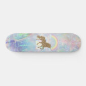 Gold Glitzer Unicorn, Regenbogenopal Skateboard (Horizontal)