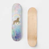 Gold Glitzer Unicorn, Regenbogenopal Skateboard (Vorderseite)