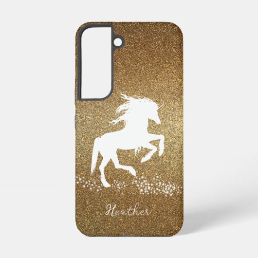Gold Glitzer Unicorn Samsung Galaxy Fall Hülle (Rückseite)