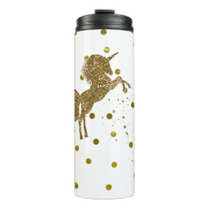 Gold Glitzer Unicorn & Stars Sparkle Thermosbecher