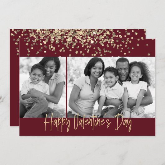 Gold Glitzer Valentinstag Schwarz & Weiß Feiertagskarte (Vorne/Hinten)