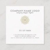 Gold Glitzer Verziert Mandala Quadratische Visitenkarte (Rückseite)