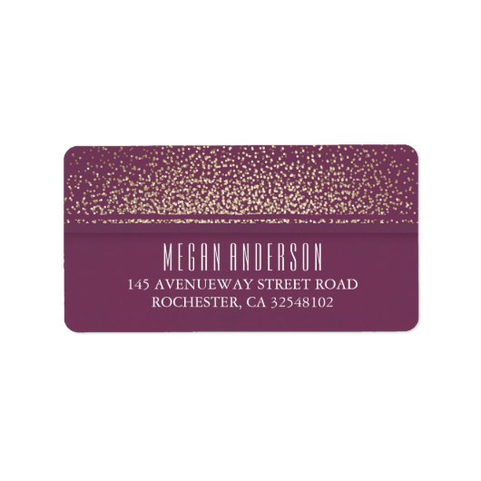 Gold Glitzer Vintag Glamour Plum Wedding Adressaufkleber (Vorne)