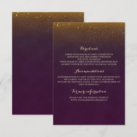 Gold Glitzer Vintag Plum Wedding Insert (Vorne/Hinten)