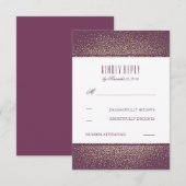 Gold Glitzer Vintag Plum Wedding RSVP Cards Karte (Vorne/Hinten)
