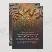 Gold Glitzer Vintage Herbstlaub Geburtstagsparty Einladung (Vorne/Hinten)